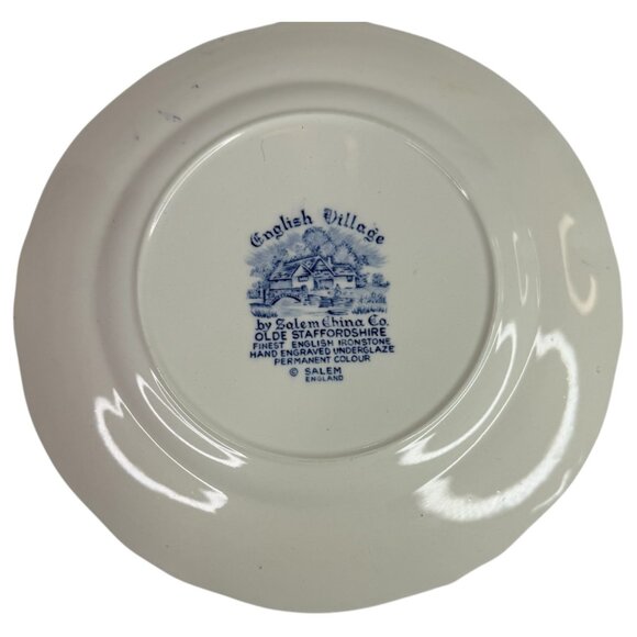 6 English Village Salad Plates 8" Salem China Co Olde Staffordshire Blue White - Picture 11 of 13